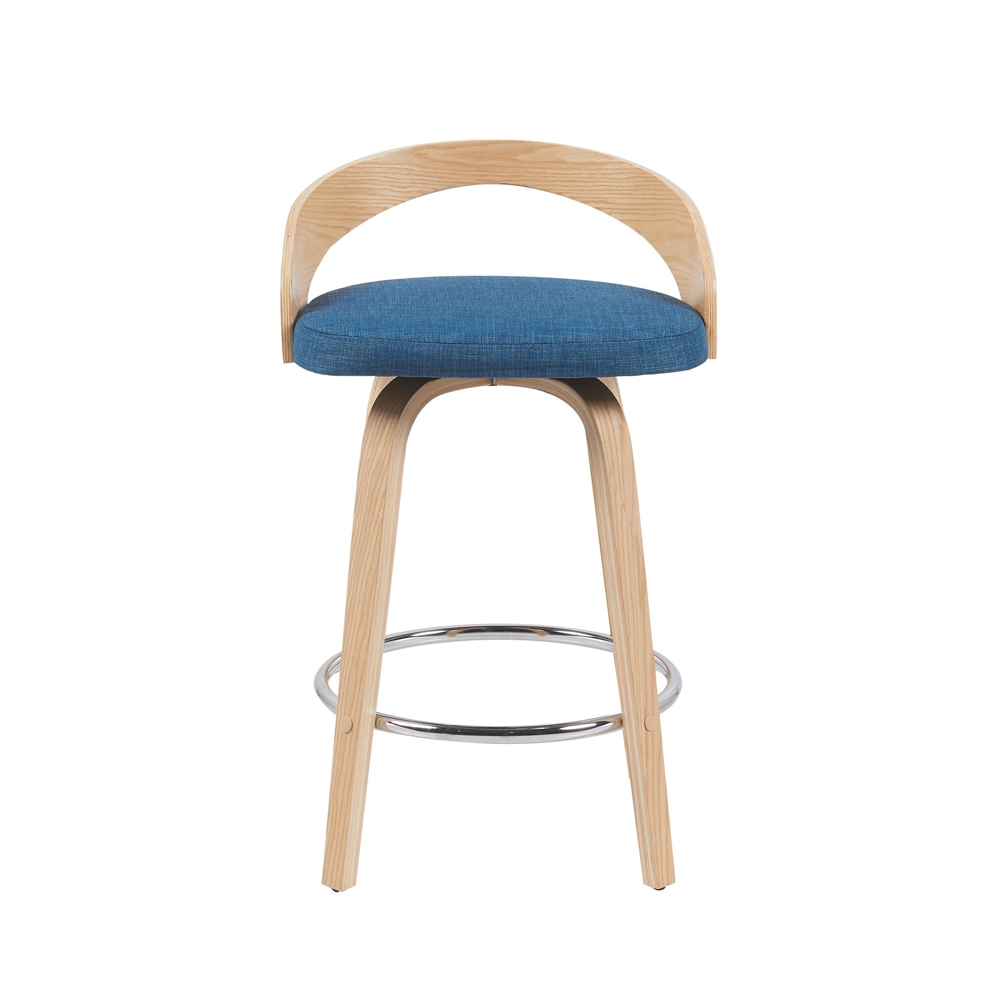Sonia - Modern Swivel Counter Height Bar Stool - Patterned Oak Wood Finish