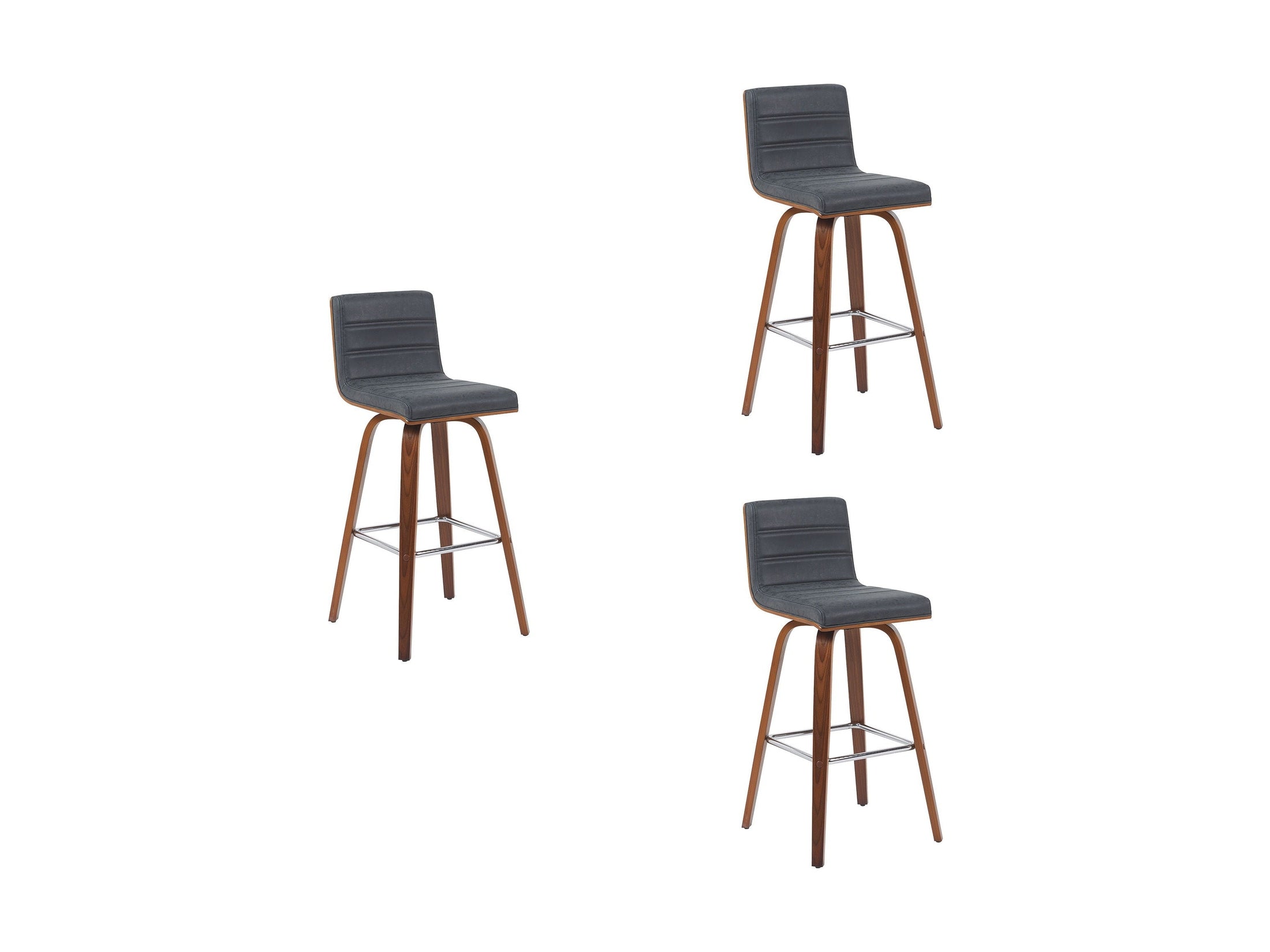 Vienna - Modern Swivel Bar Height Stool - Walnut Finished Wood Frame