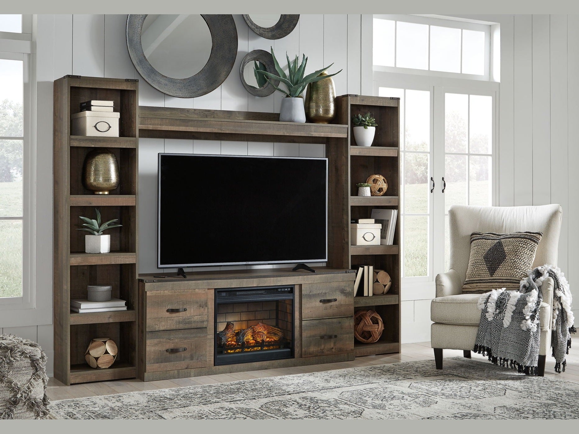 Trinell - 4-Piece Entertainment Center With 60" TV Stand