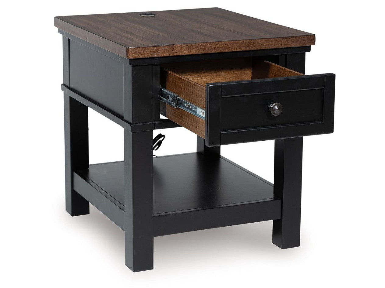 Wildenauer - Rectangular End Table - Brown / Black