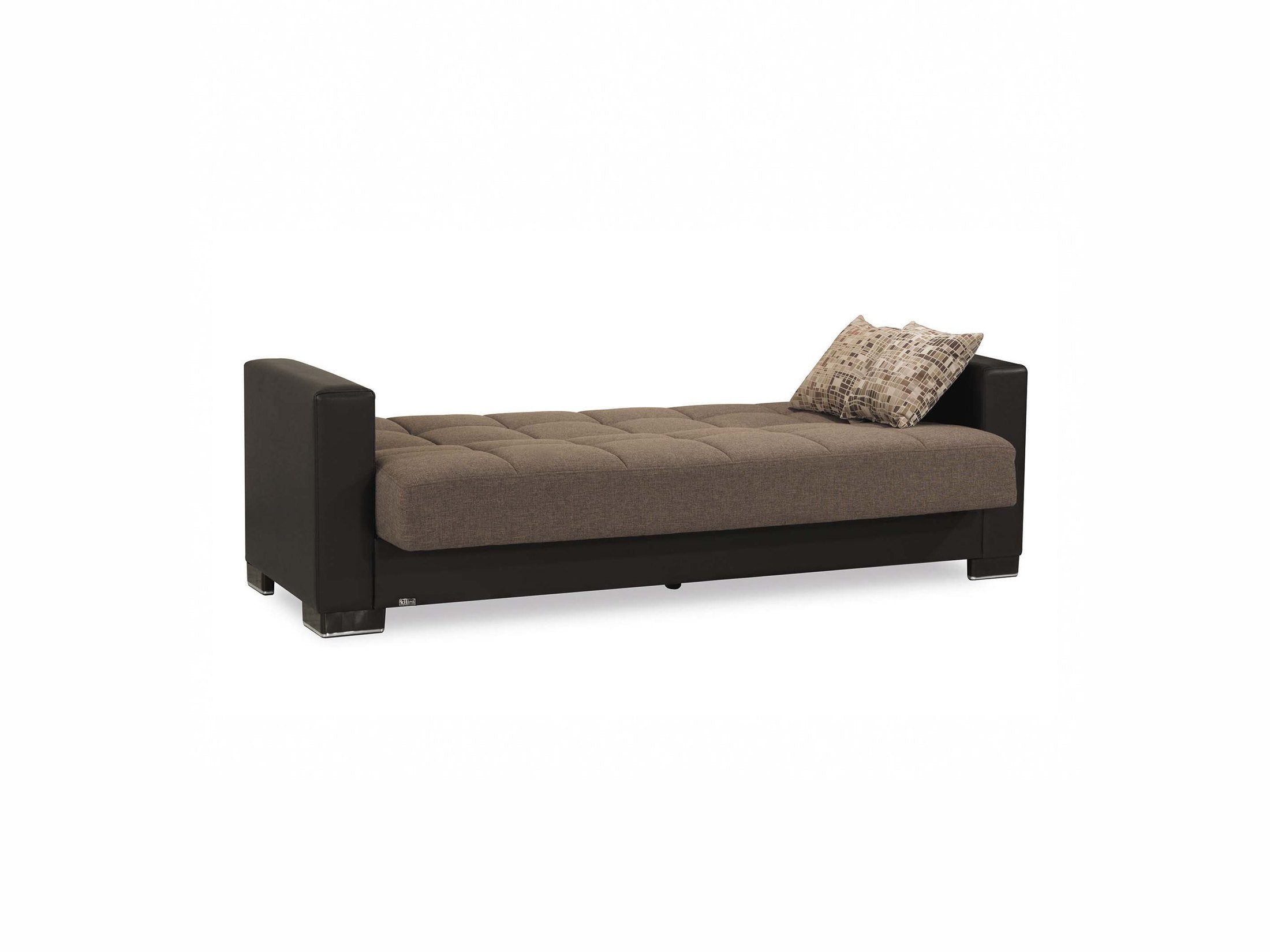 Ottomanson Armada - Upholstered Convertible Sofabed With Storage - Brown PU Chenille