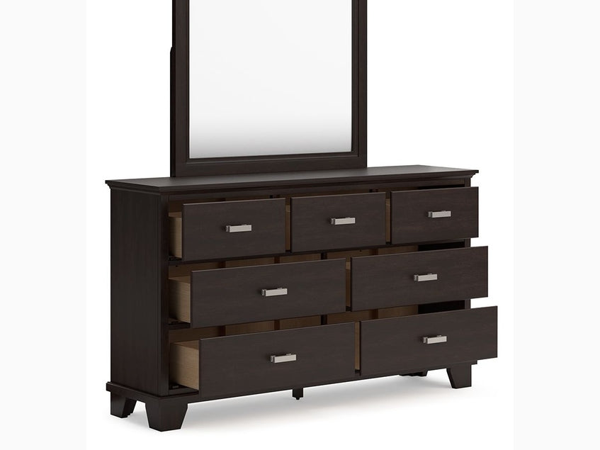 Covetown - Dresser And Mirror - Dark Brown