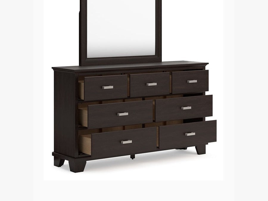 Covetown - Dresser And Mirror - Dark Brown