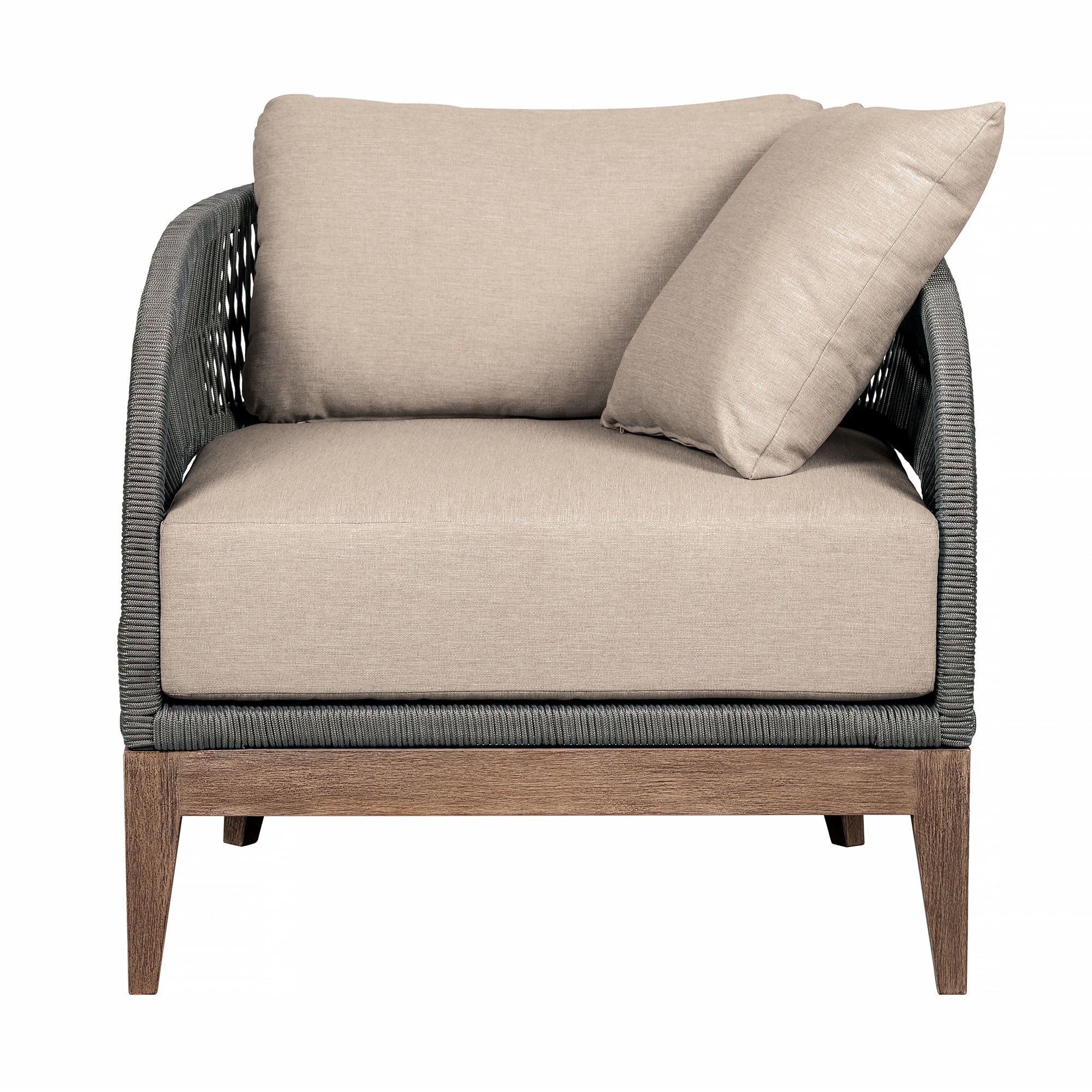 Orbit - 4 Piece Outdoor Patio Conversation Set - Weathered Eucalyptus / Taupe
