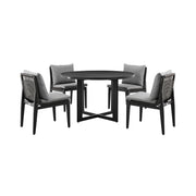Cayman - Outdoor Patio 5 Piece Round Dining Table Set With Cushions - Gray