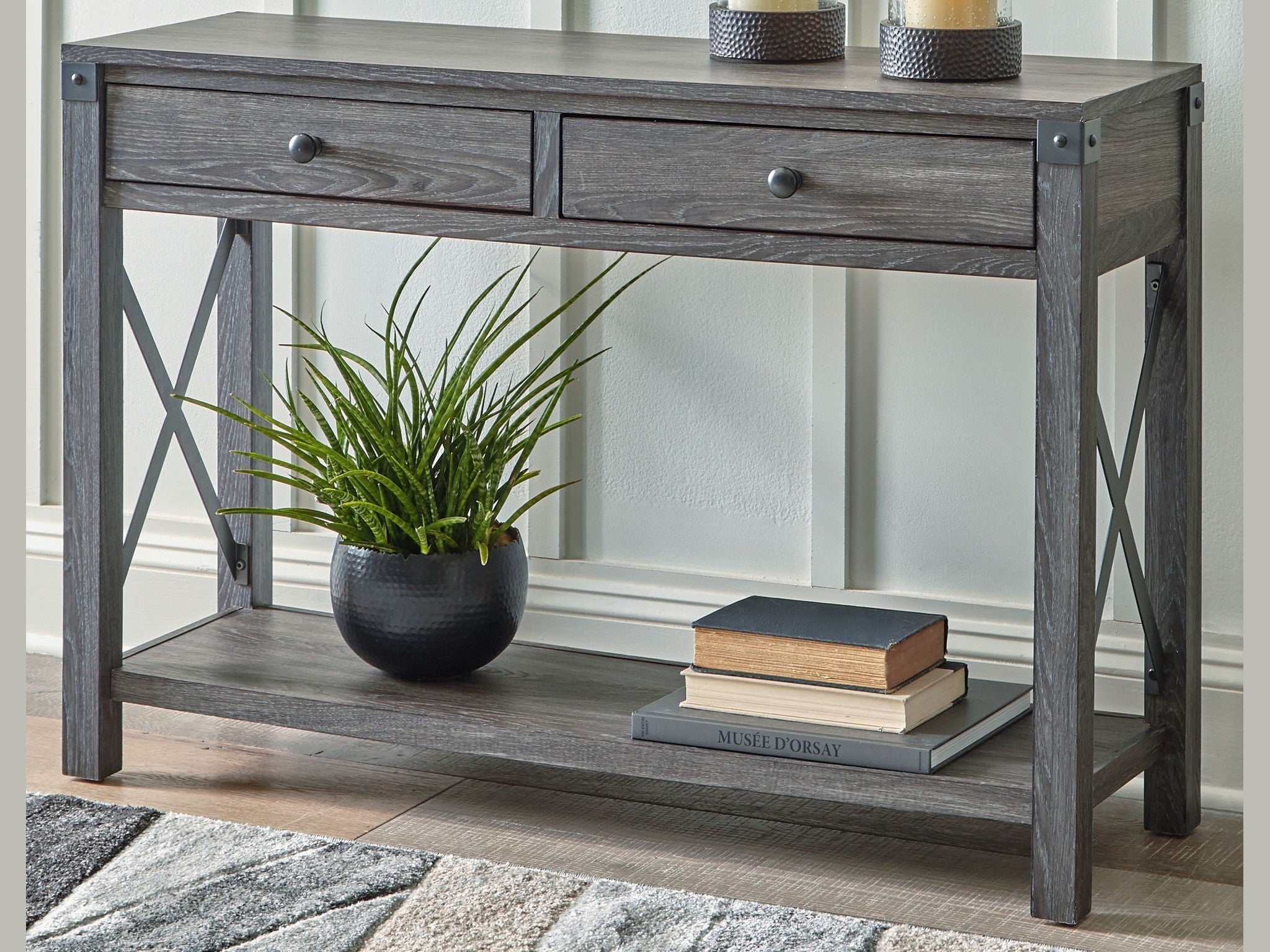 Freedan - Console Sofa Table - Grayish Brown