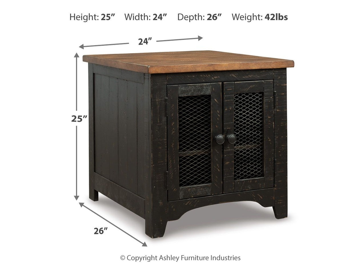 Valebeck - Rectangular End Table - Black / Brown
