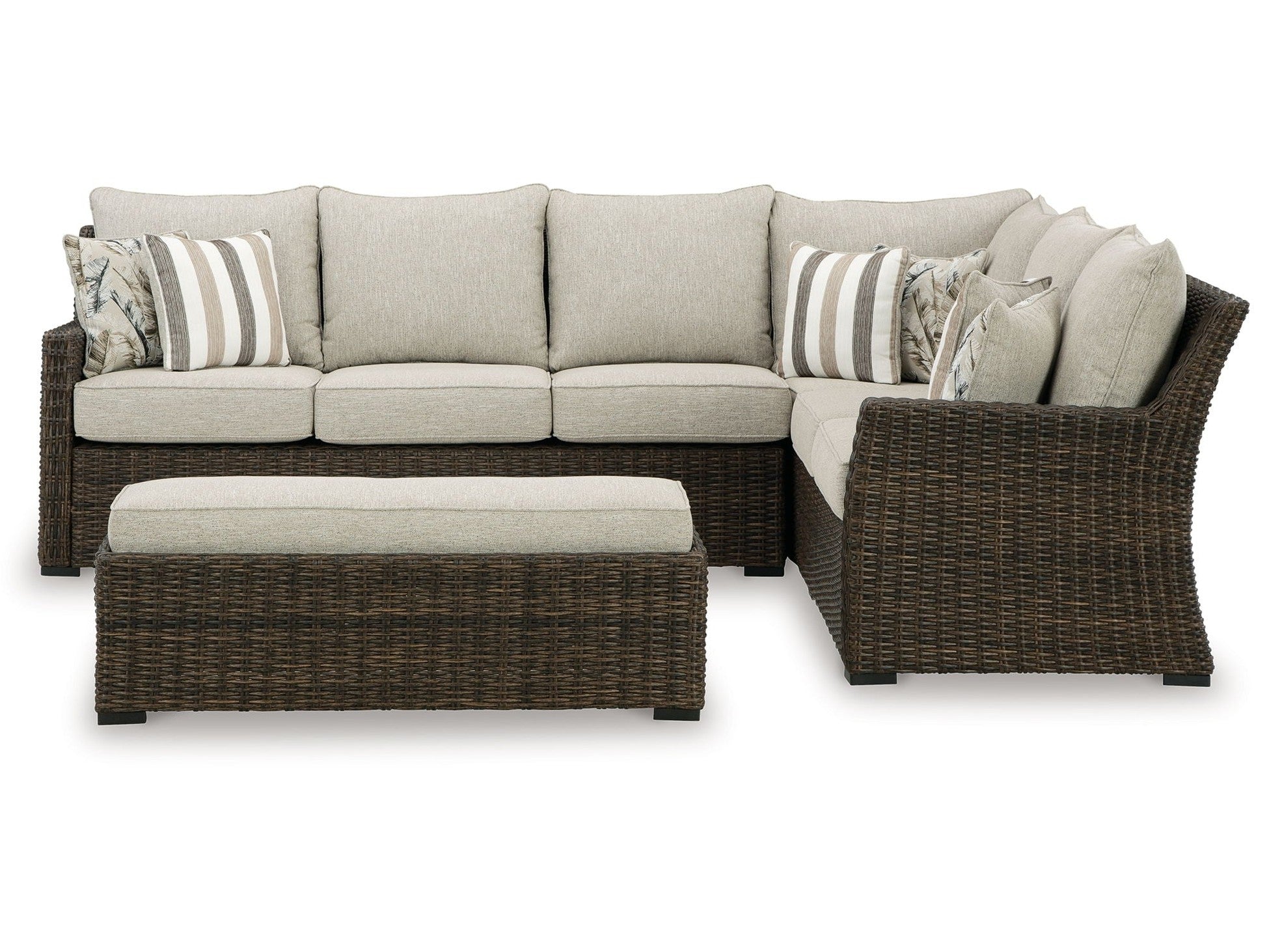 Brook Ranch - Sofa Sectional, Bench With Cushion (Set of 3) - Brown