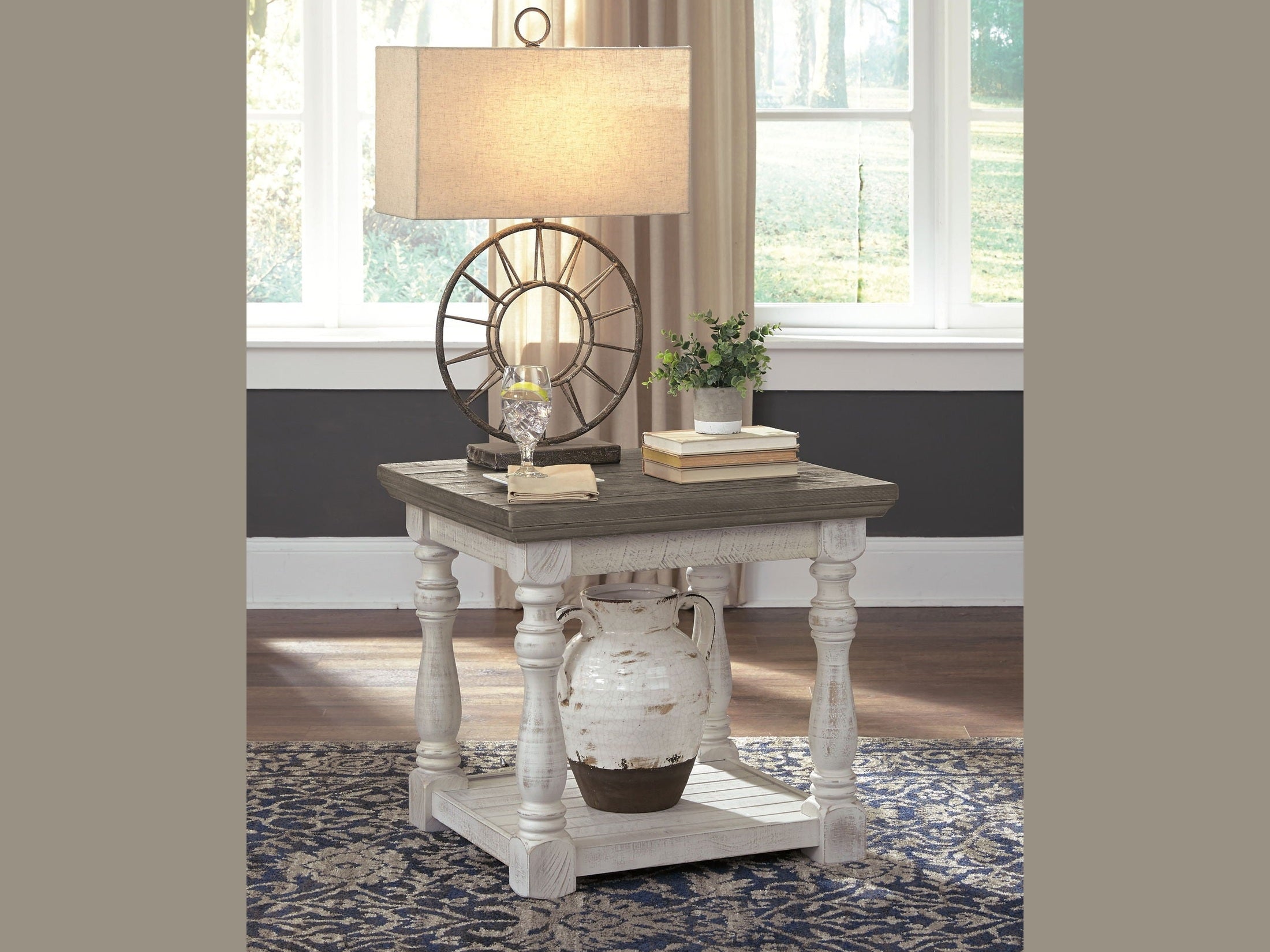 Havalance - Rectangular End Table - Gray / White
