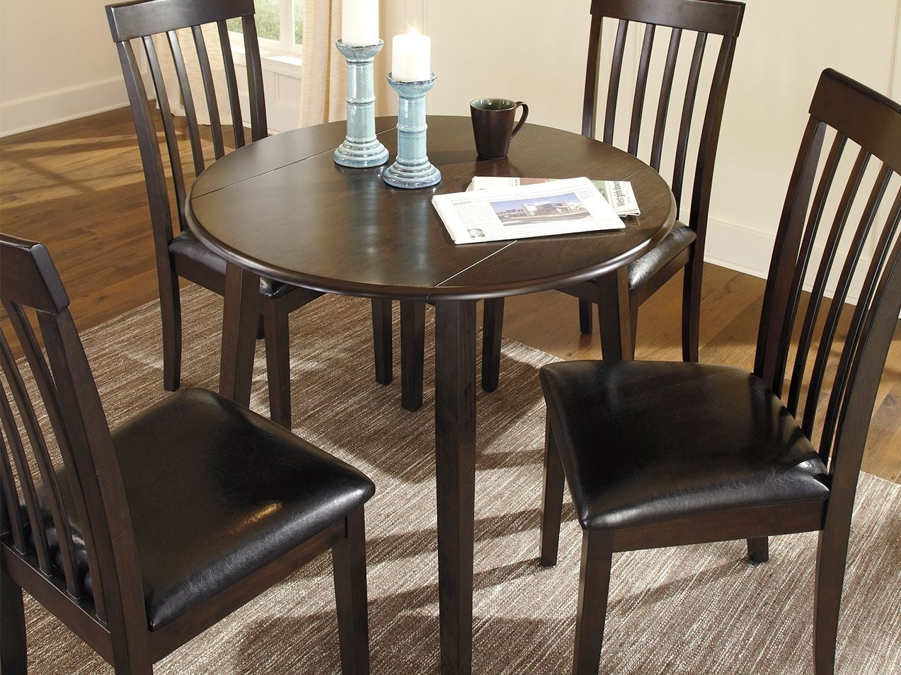 Hammis - Round DRM Drop Leaf Table - Dark Brown