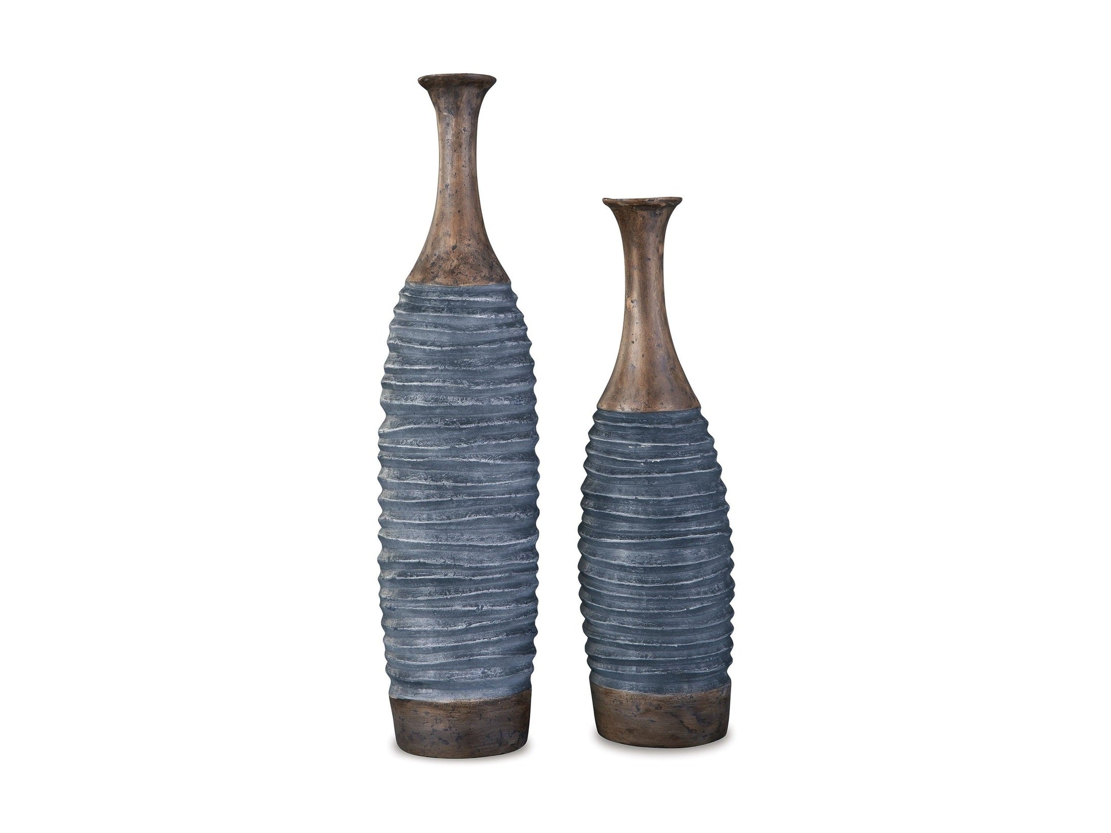 Blayze - Vase Set (Set of 2) - Antique Gray / Brown