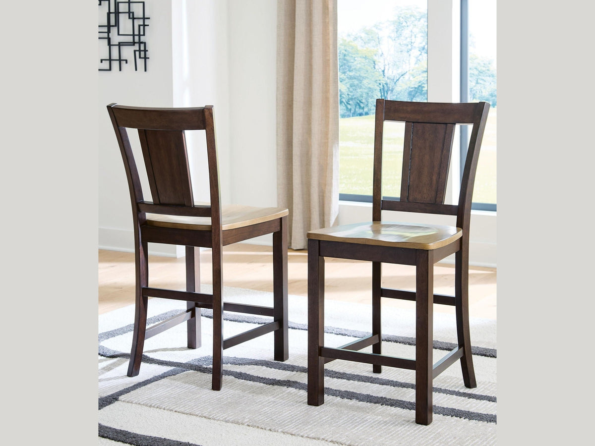 Rylandeen - Barstool (Set of 2) - Light Brown / Dark Brown