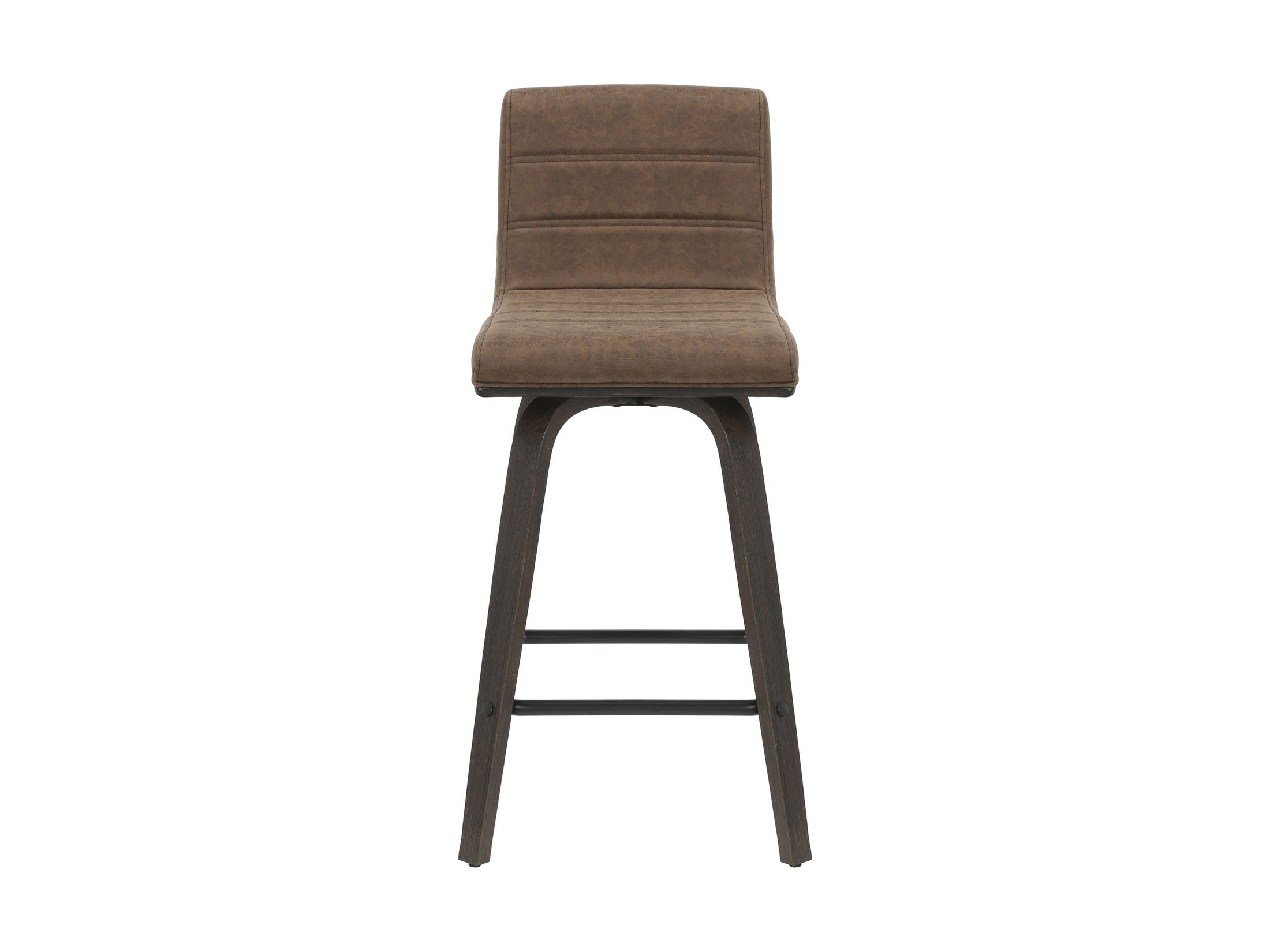 Vienna - 35.5" Swivel Counter Height Square Back Wood Bar Stool With Faux Leather Seat
