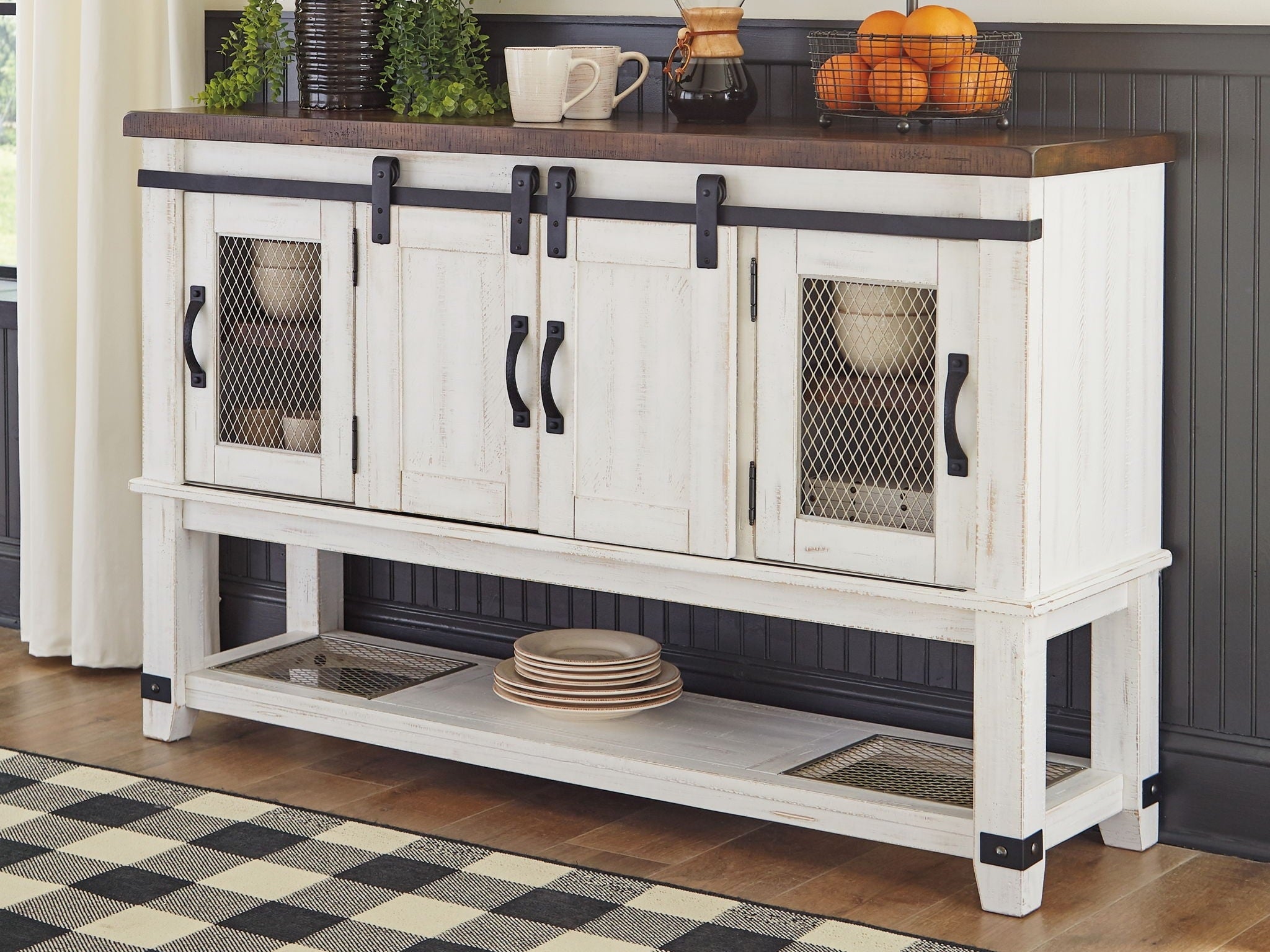 Valebeck - Dining Room Server - White / Brown