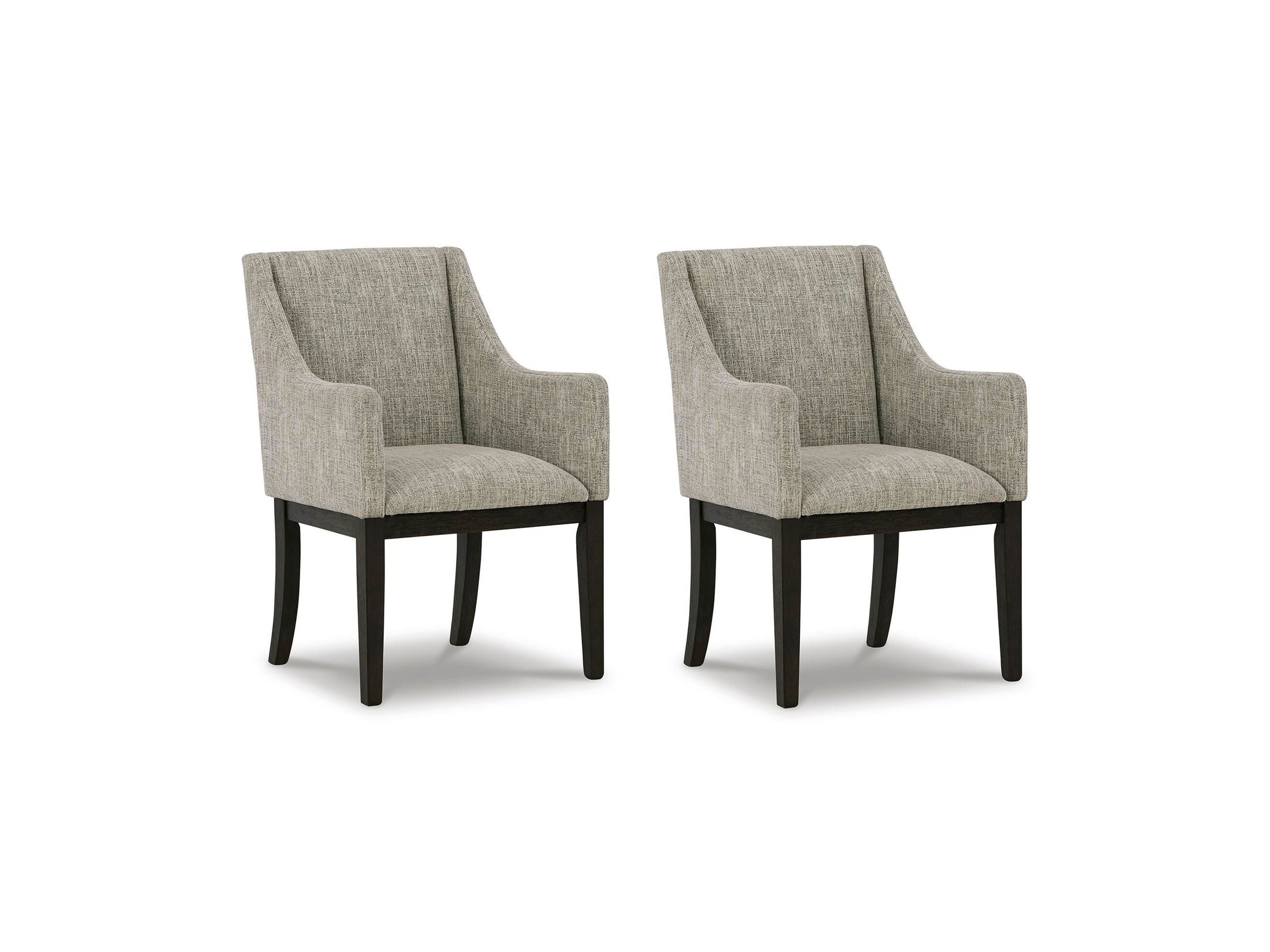 Burkhaus - Dining UPH Arm Chair (Set of 2) - Beige / Dark Brown