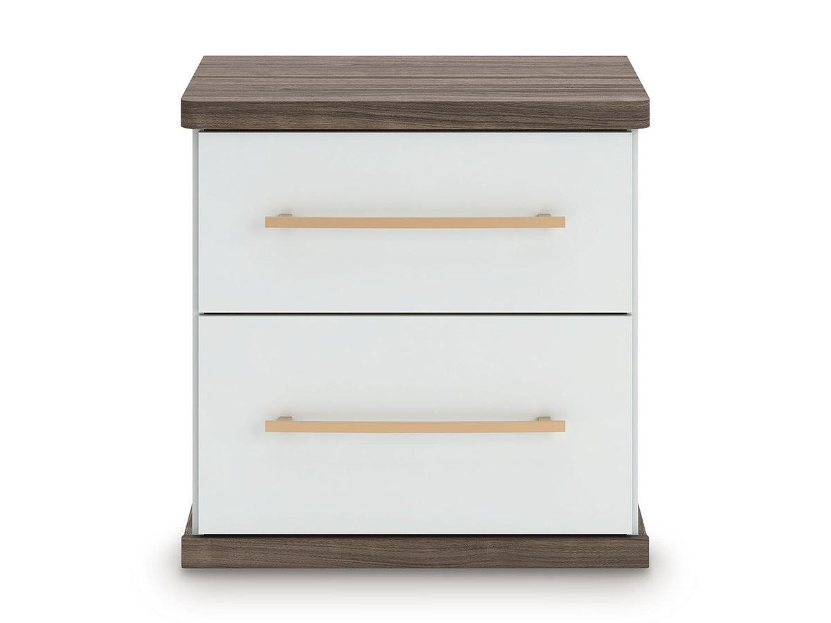 Kendanport - Two Drawer Night Stand - Brown / White