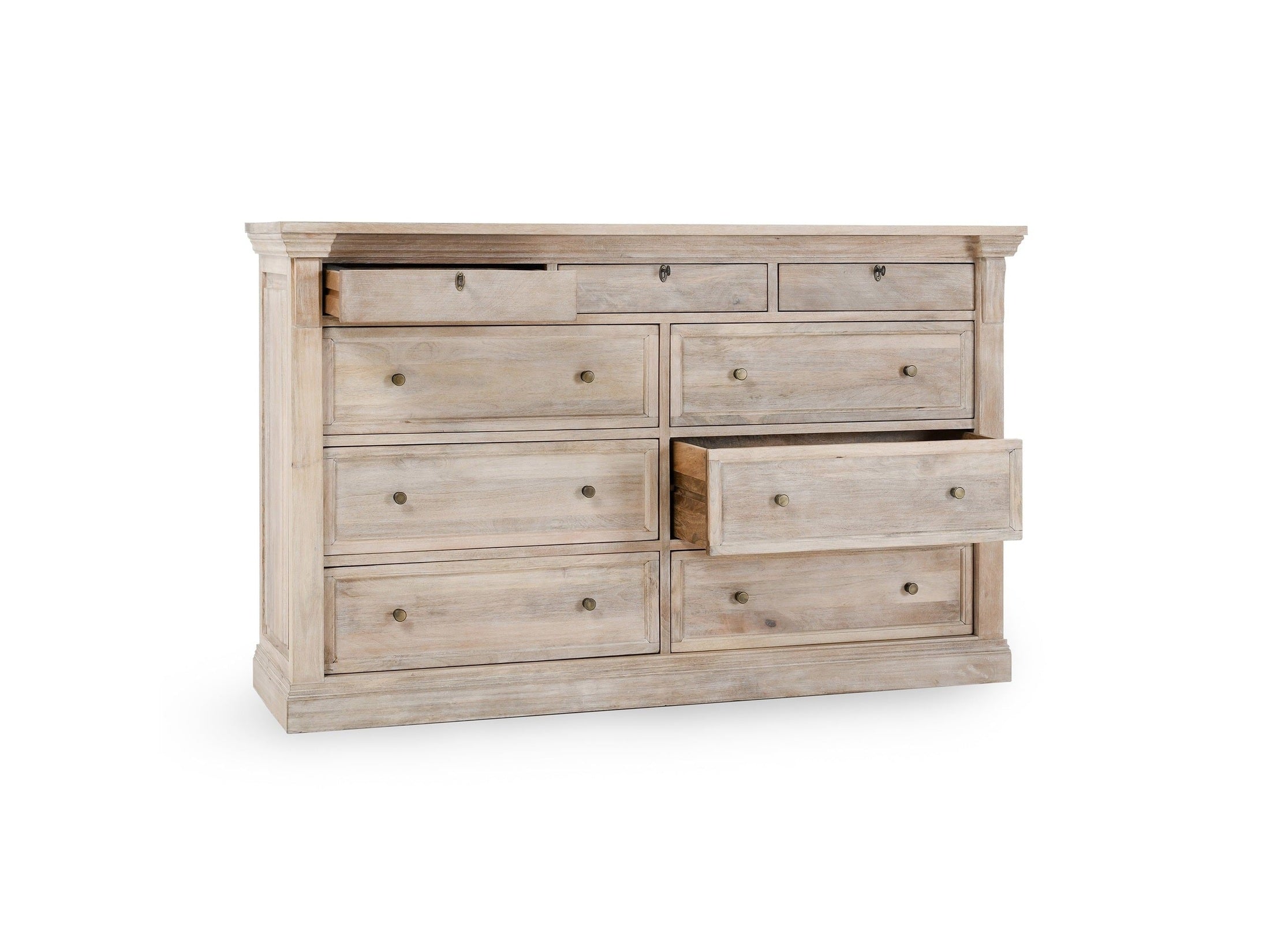Adelaide - 9 Drawer Dresser - Natural Cream Wash