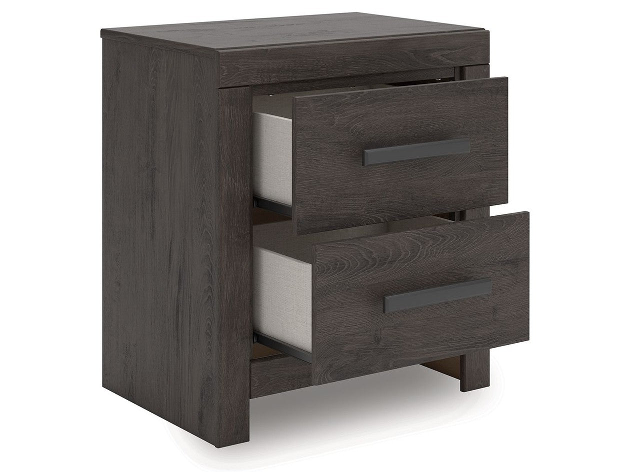 Prendonea - Two Drawer Night Stand - Charcoal