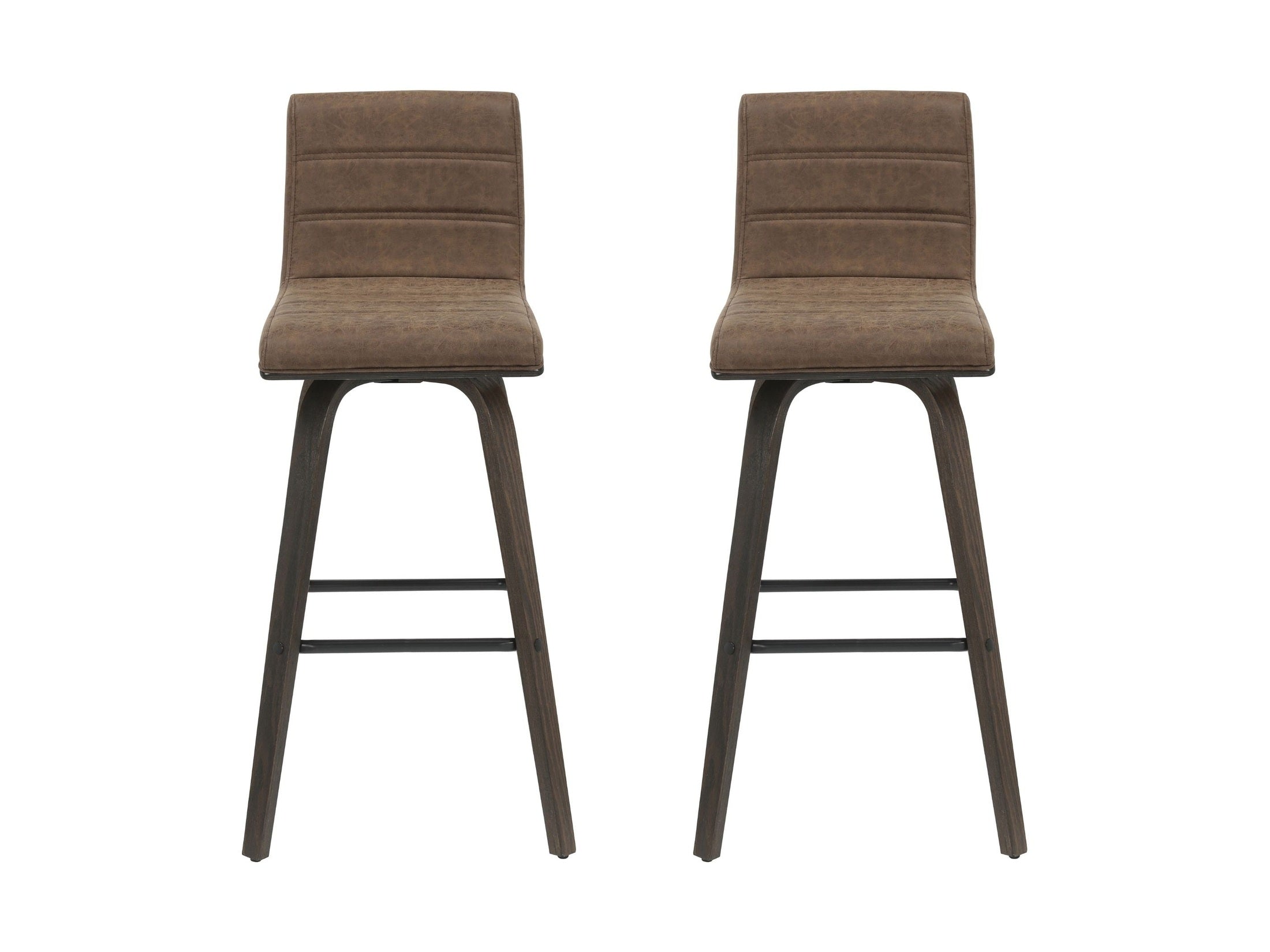 Vienna - 39.5" Swivel Bar Height Square Back Wood Bar Stool With Faux Leather Seat