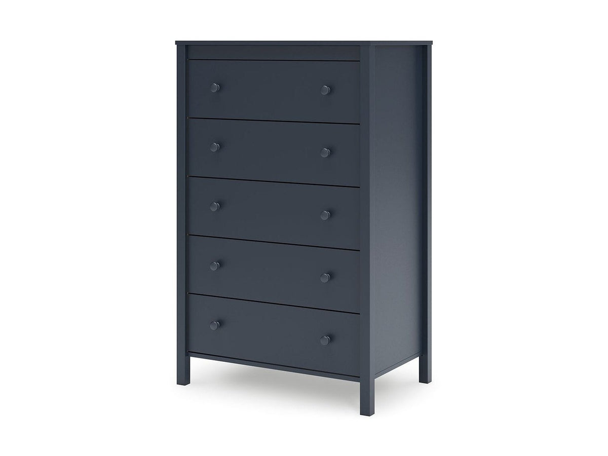 Simmenfort - Five Drawer Chest - Navy Blue