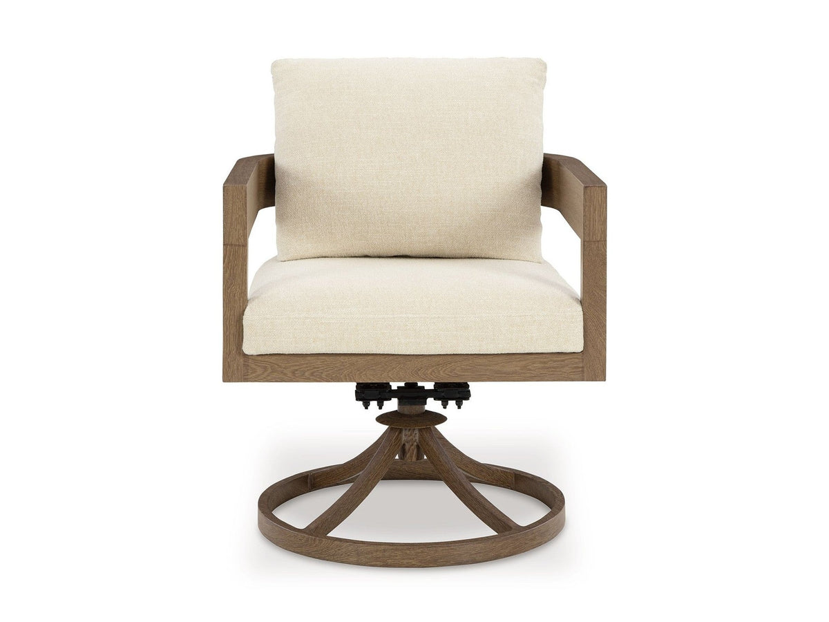 Serene Bay - Swivel Chair With Cushion (Set of 2) - Dark Brown / White