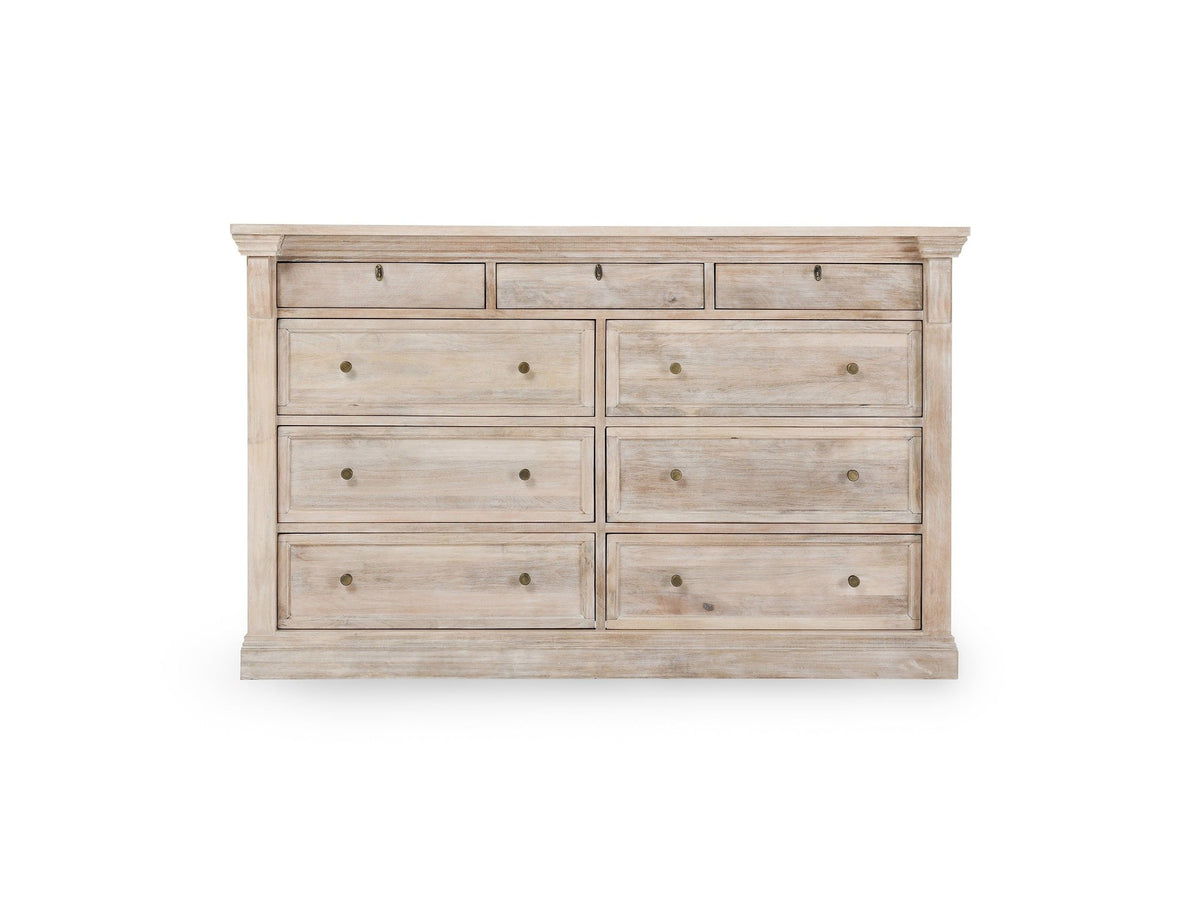 Adelaide - 9 Drawer Dresser - Natural Cream Wash