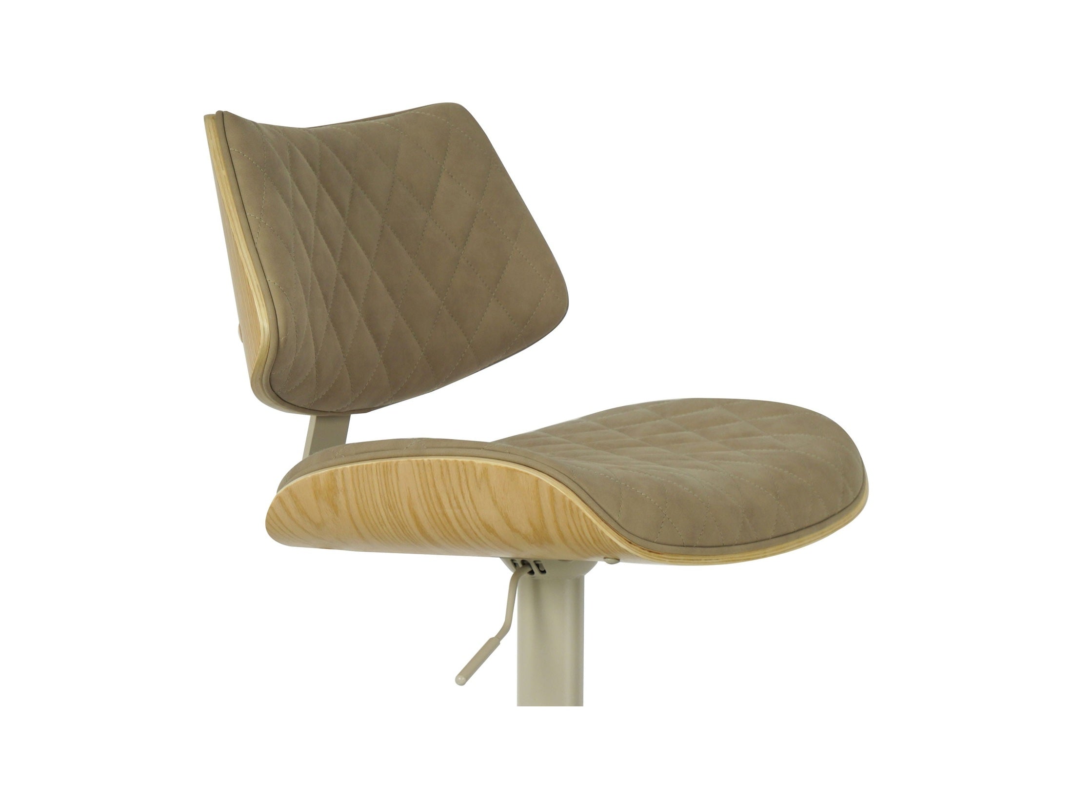 Leland - Adjustable Swivel Curved Back Wood Bar Stool With Faux Leather Seat