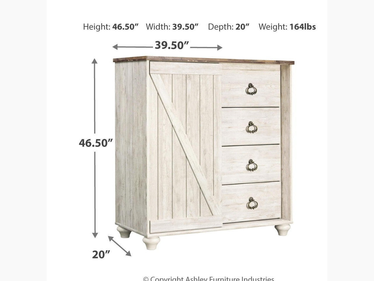 Willowton - Dressing Chest - Whitewash