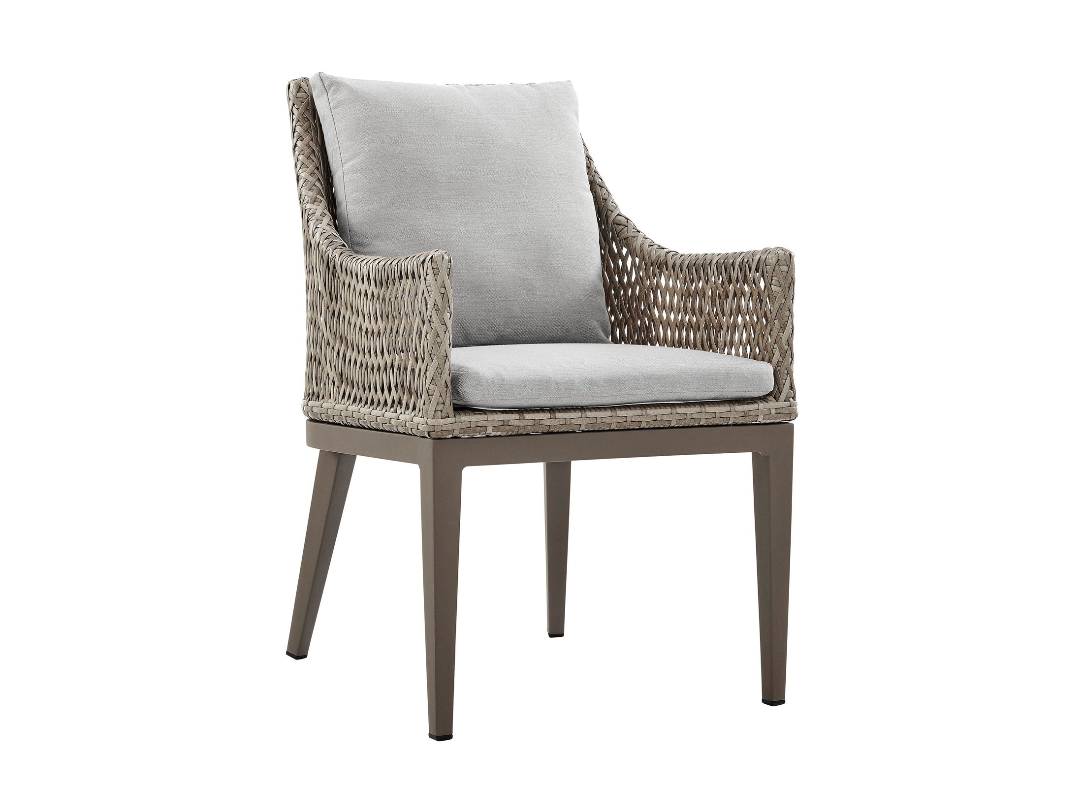 Grenada - Outdoor Wicker And Aluminum Dining Chair With Cushions (Set of 2) - Beige / Gray