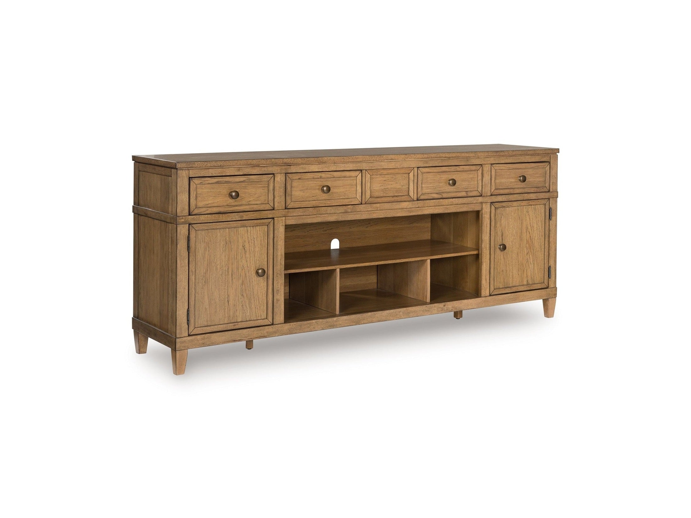 Sharlance - XL TV Stand With Fireplace Option - Light Brown