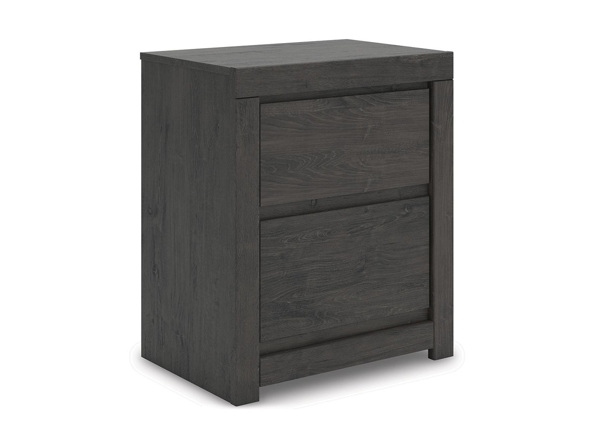 Fraluna - Two Drawer Night Stand - Charcoal