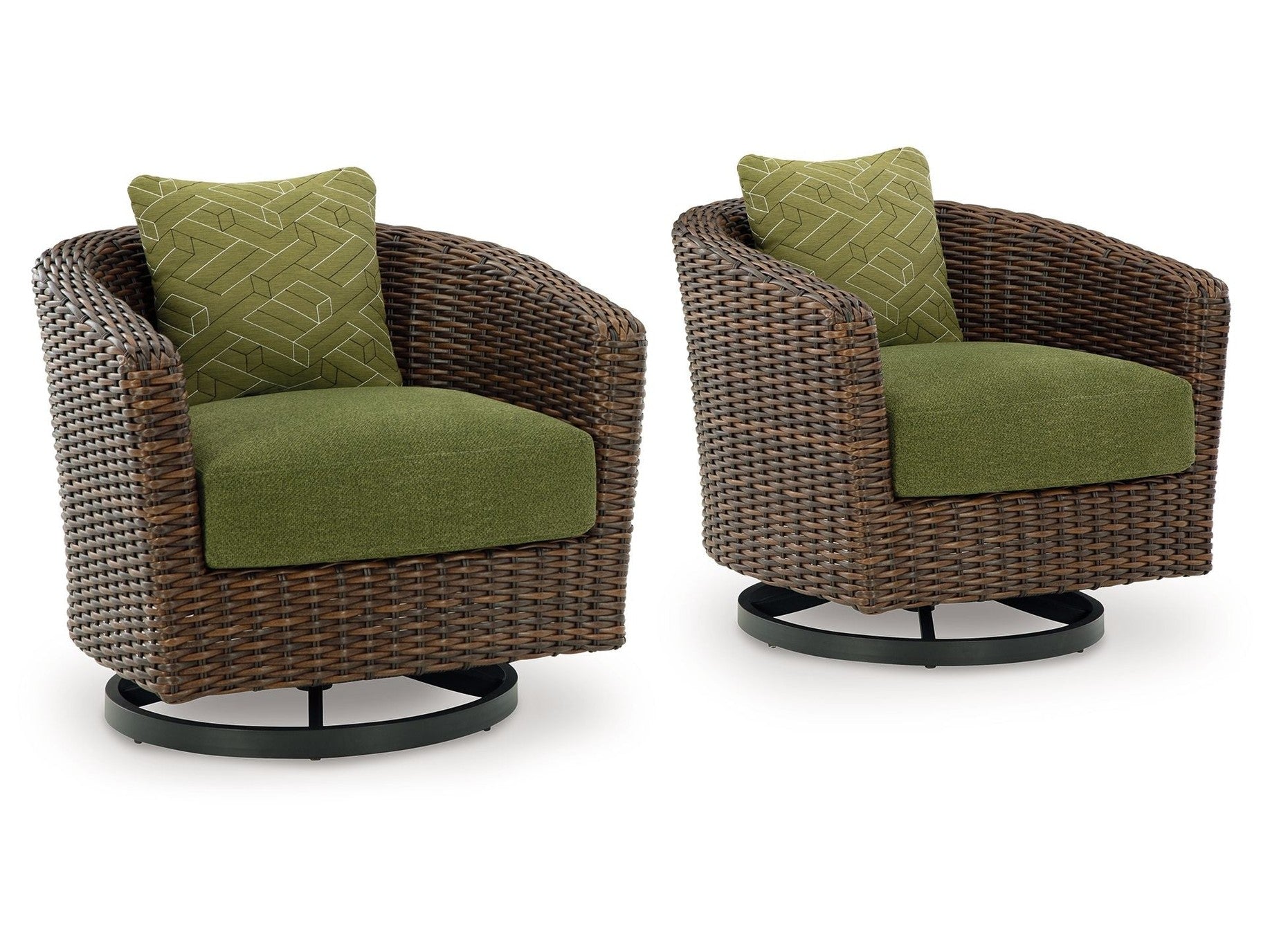 Horizon Hall - Swivel Lounge With Cushion - Brown / Green