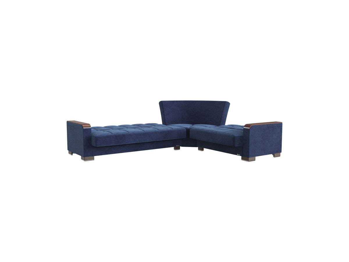 Ottomanson Armada X - Upholstered Convertible Wood Trimmed Sectional With Storage - Microfiber