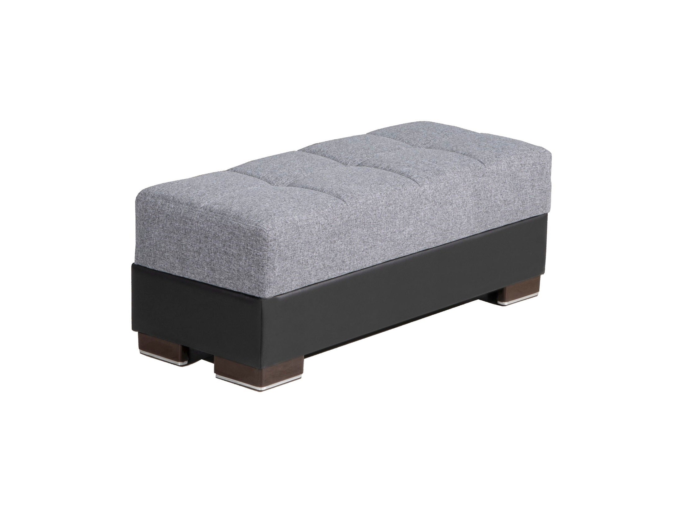 Ottomanson Armada - Upholstered Ottoman With Storage - Gray/Black PU Polyester