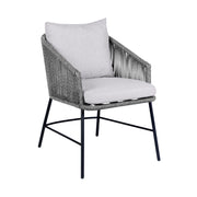 Calica - Outdoor Patio Dining Chair - Black Metal And Gray Rope