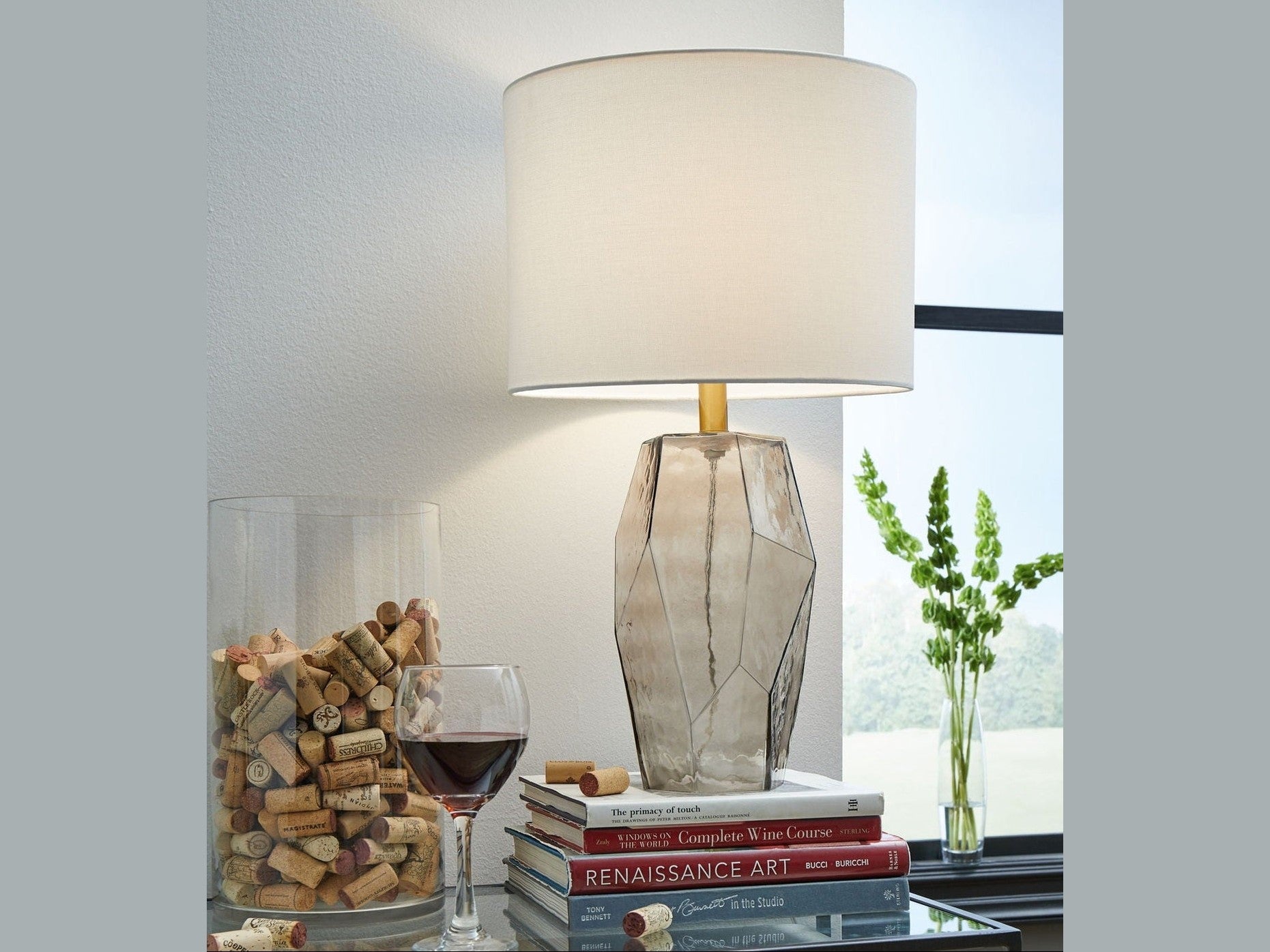 Taylow - Glass Table Lamp  - Gray