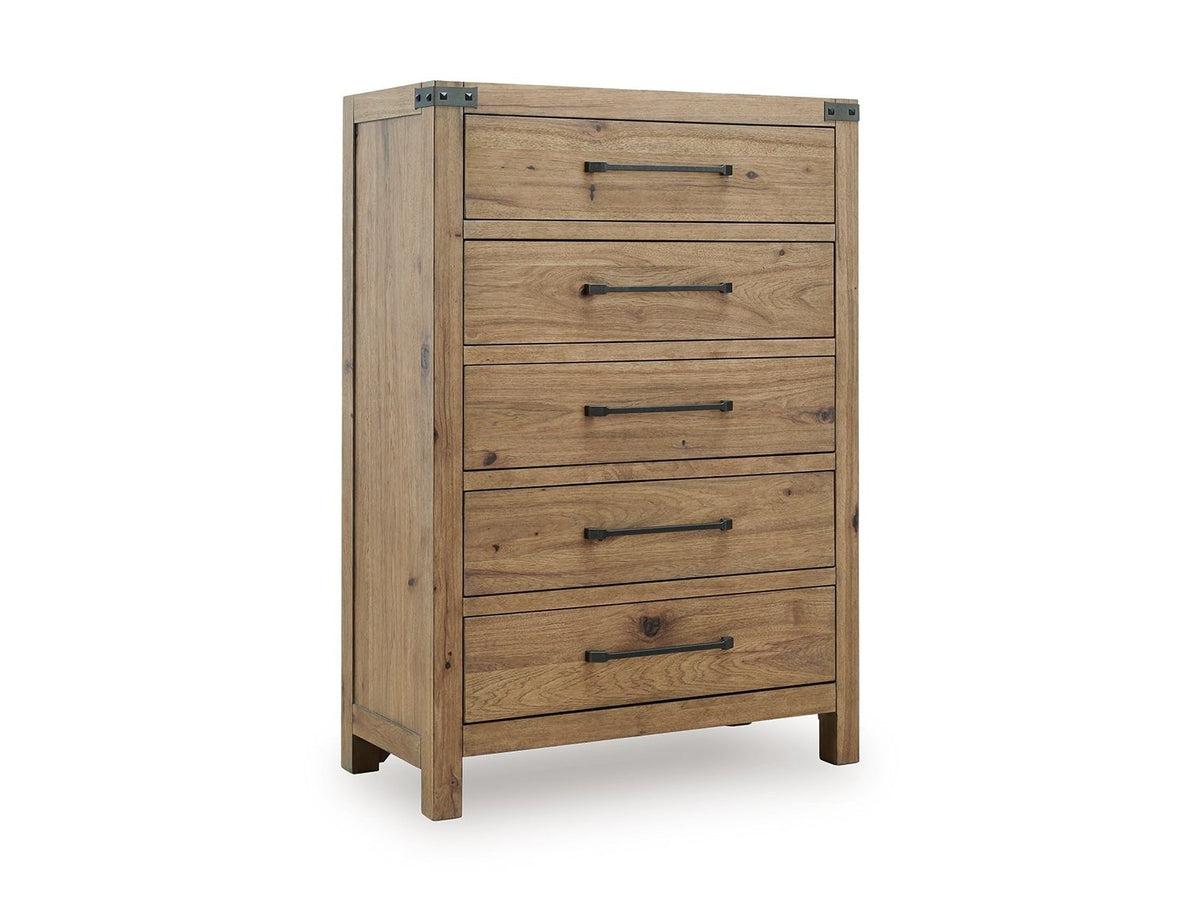 Ridgester - Five Drawer Chest - Light Brown