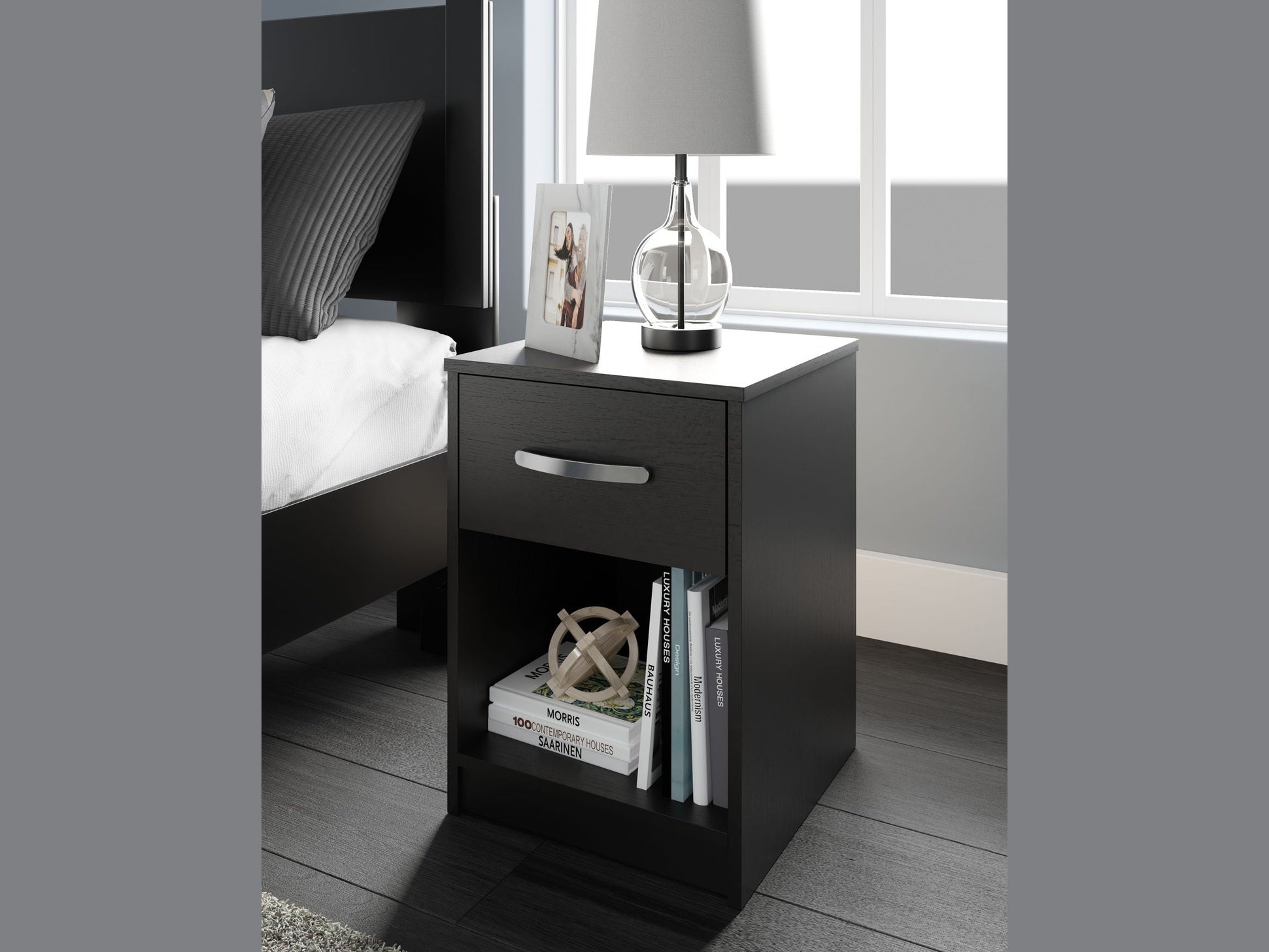 Finch - One Drawer Night Stand - 23" Height - Black