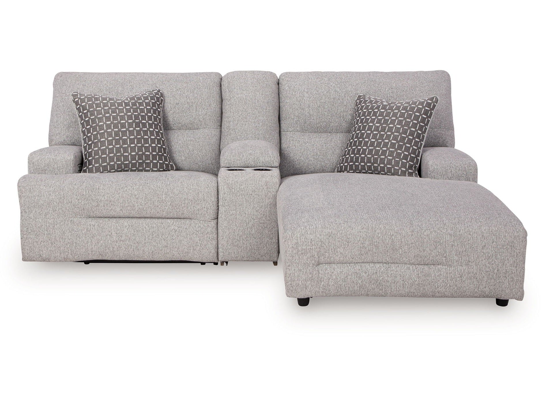 Acklen Place - 4 Pc. - 3-Piece Power Reclining Sectional Sofa With Raf Chaise, Wide Seat Power Recliner - Pewter