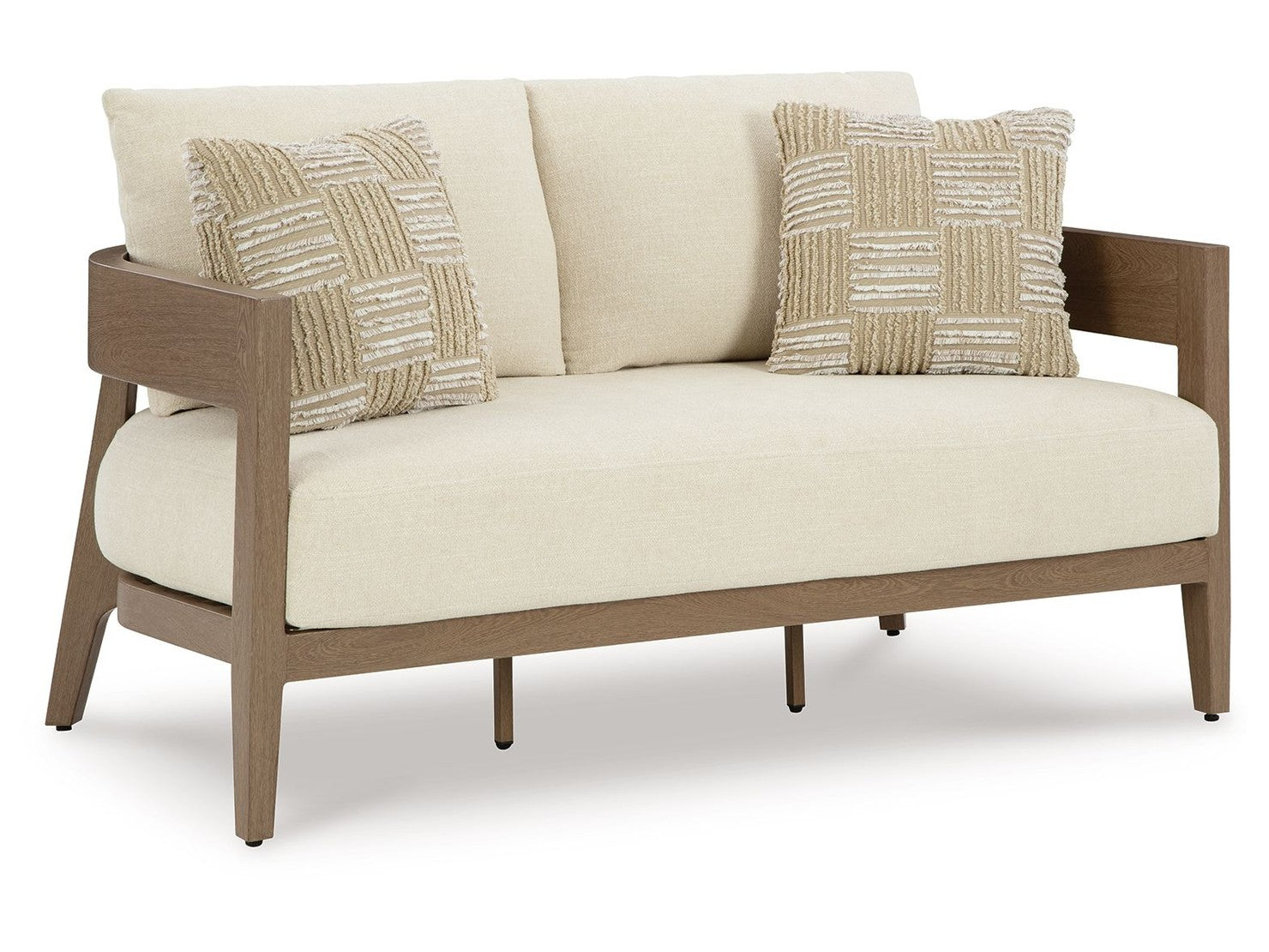 Serene Bay - Loveseat With Cushion - Dark Brown / White