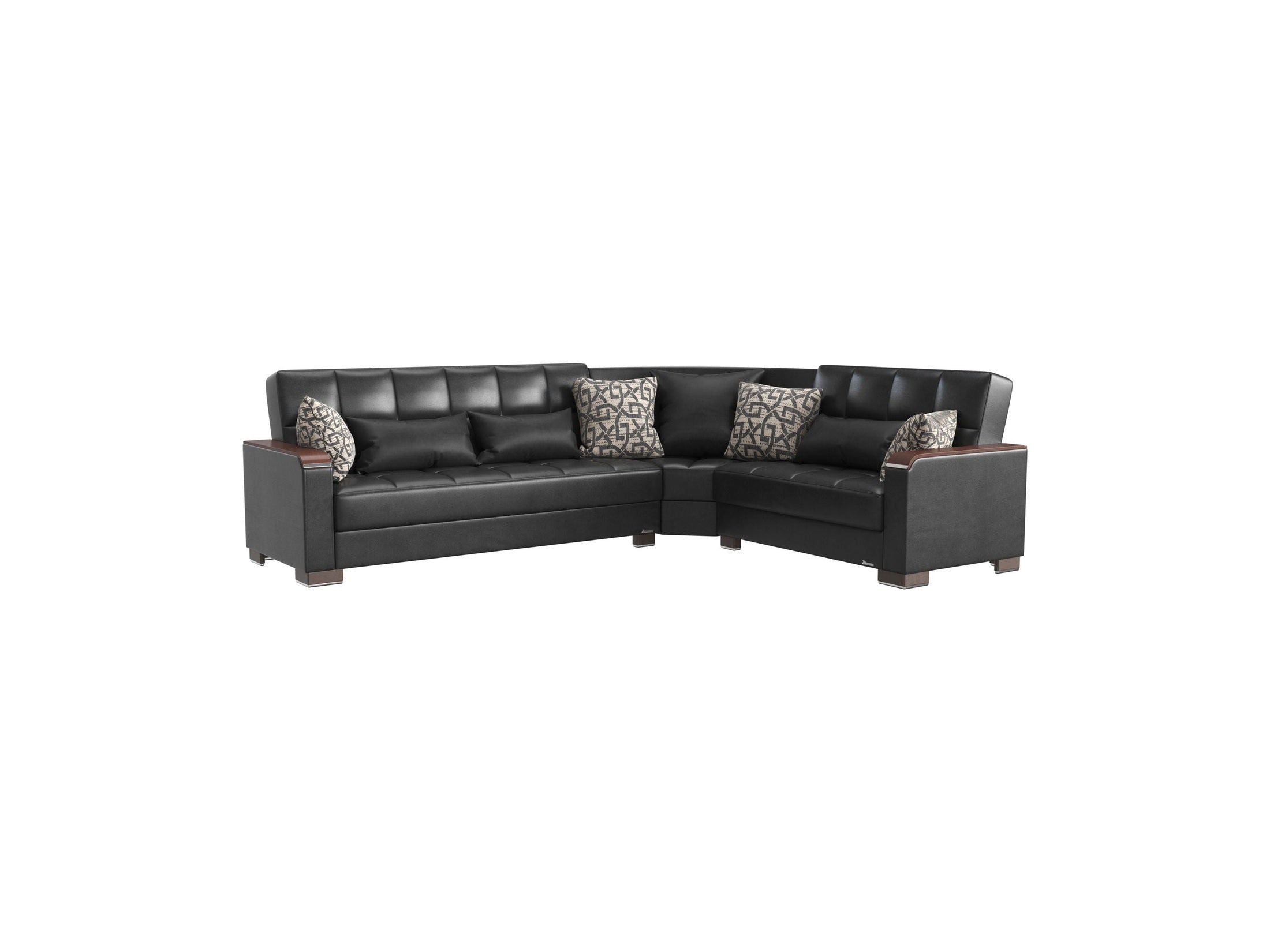 Ottomanson Armada X - Upholstered Convertible Wood Trimmed Sectional With Storage