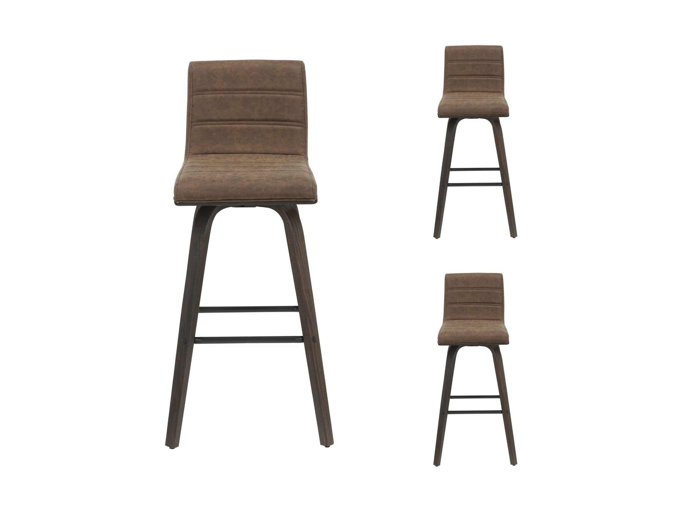 Vienna - 39.5" Swivel Bar Height Square Back Wood Bar Stool With Faux Leather Seat