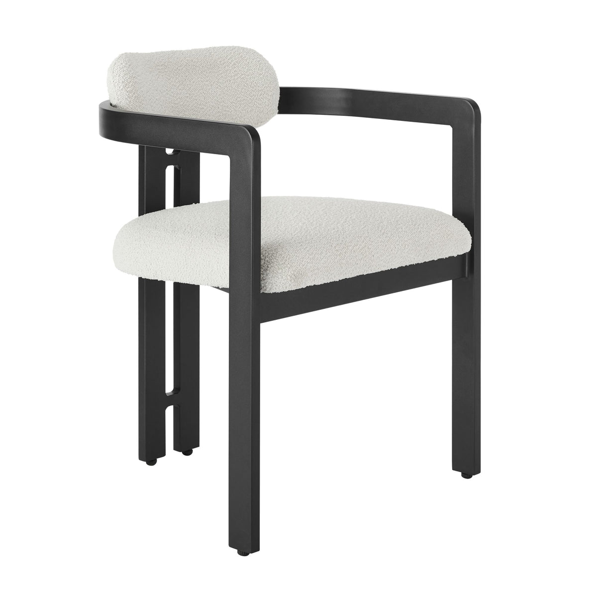 Jazmin - Outdoor Dining Chair With Boucle Cushion And Powder Coated Aluminum Frame (Set of 2) - Cream / Black