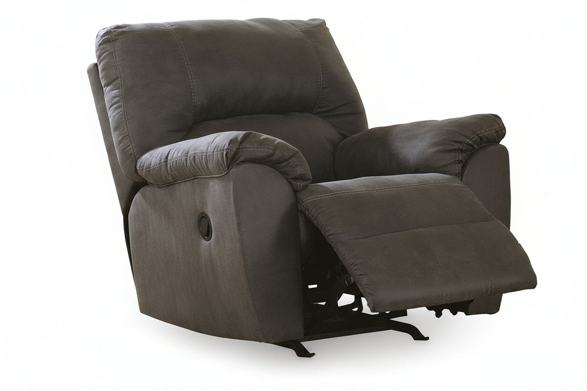 Gray recliner chair on a white background