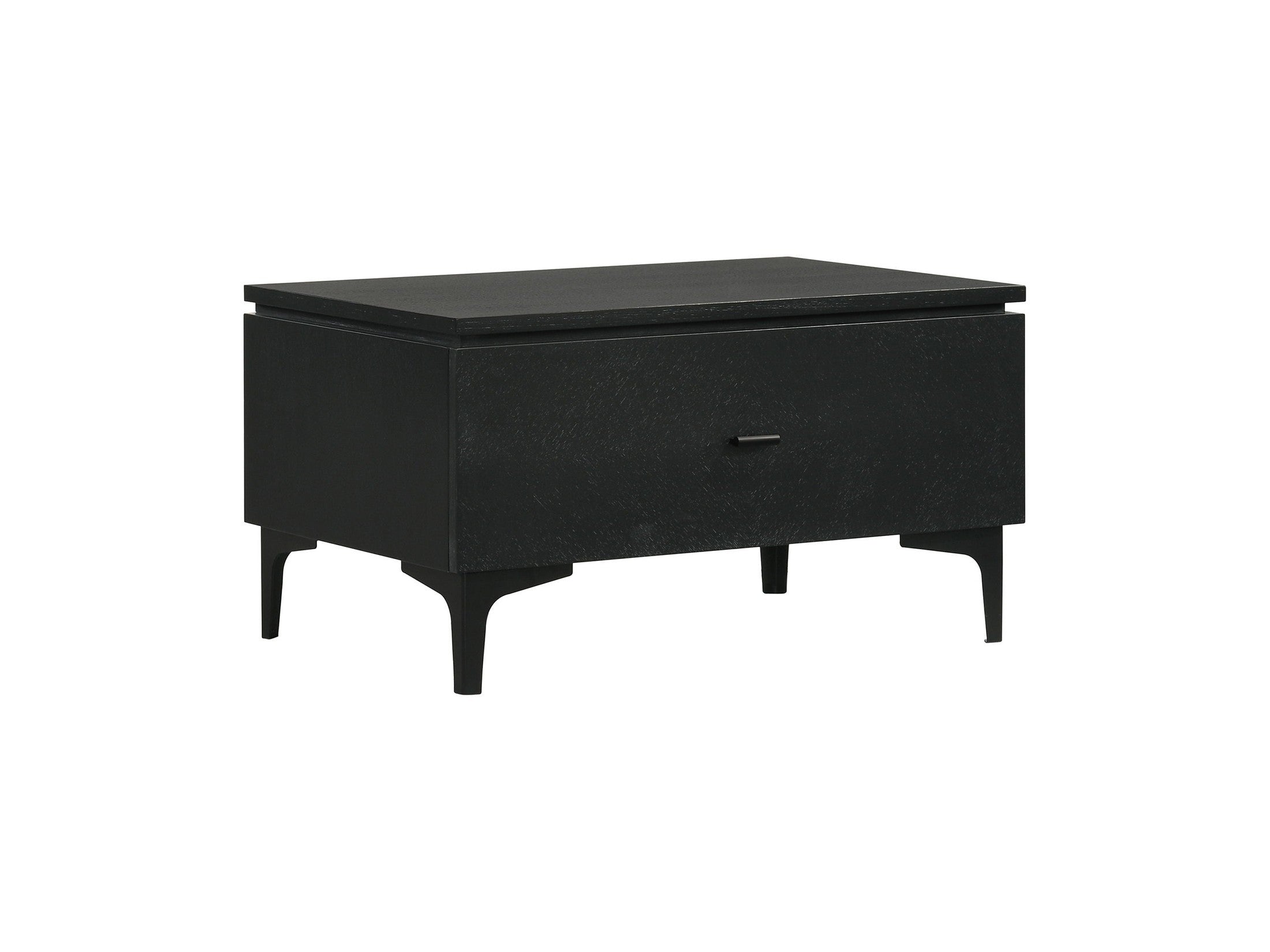 Legend - 1 Drawer Nightstand With Metal Legs - Black Glaze Ash