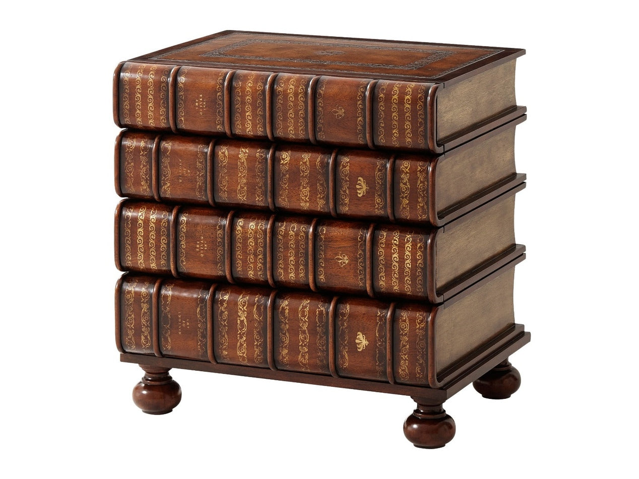 Theodore Alexander Hand Carved and Gilt Faux Book Nightstand