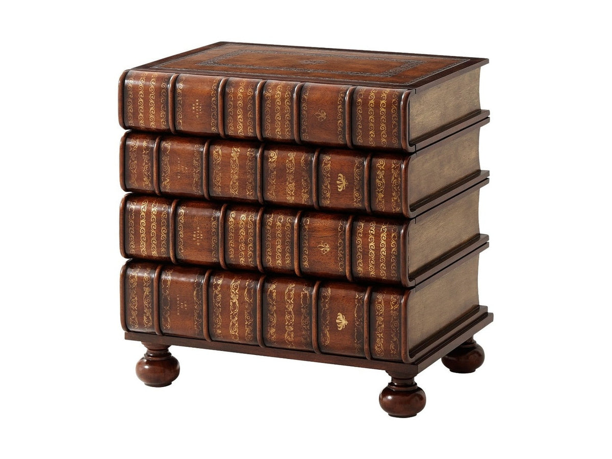 Theodore Alexander Hand Carved and Gilt Faux Book Nightstand
