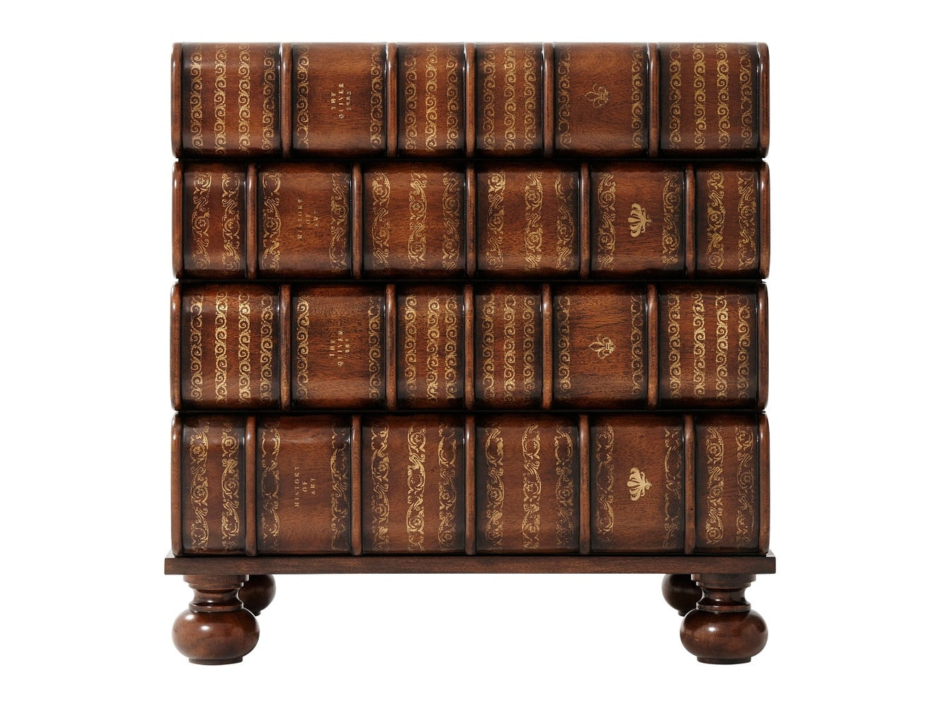 Theodore Alexander Hand Carved and Gilt Faux Book Nightstand