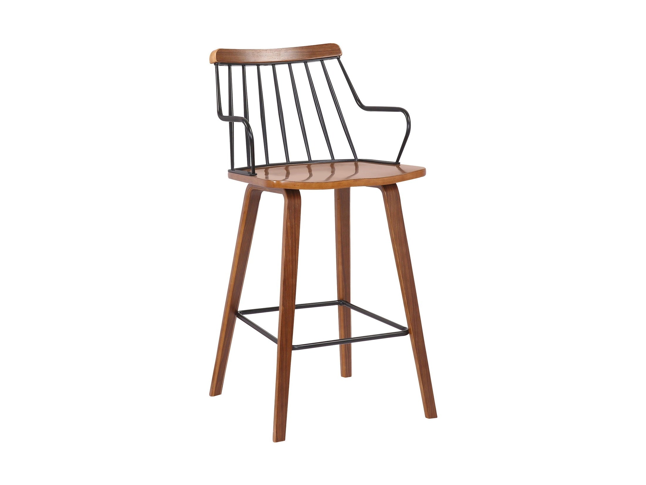 Micah - 26" Modern Counter Height Bar Stool - Walnut / Metal