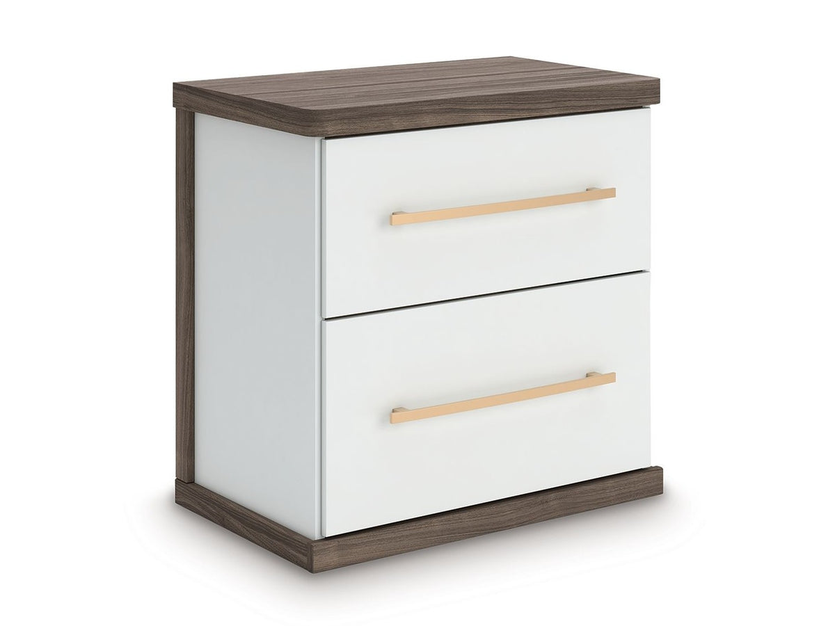 Kendanport - Two Drawer Night Stand - Brown / White